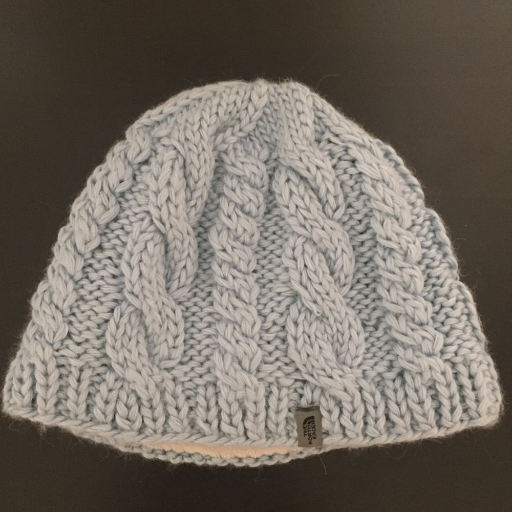 THE NORTH FACE light blue beanie fleece rim lining